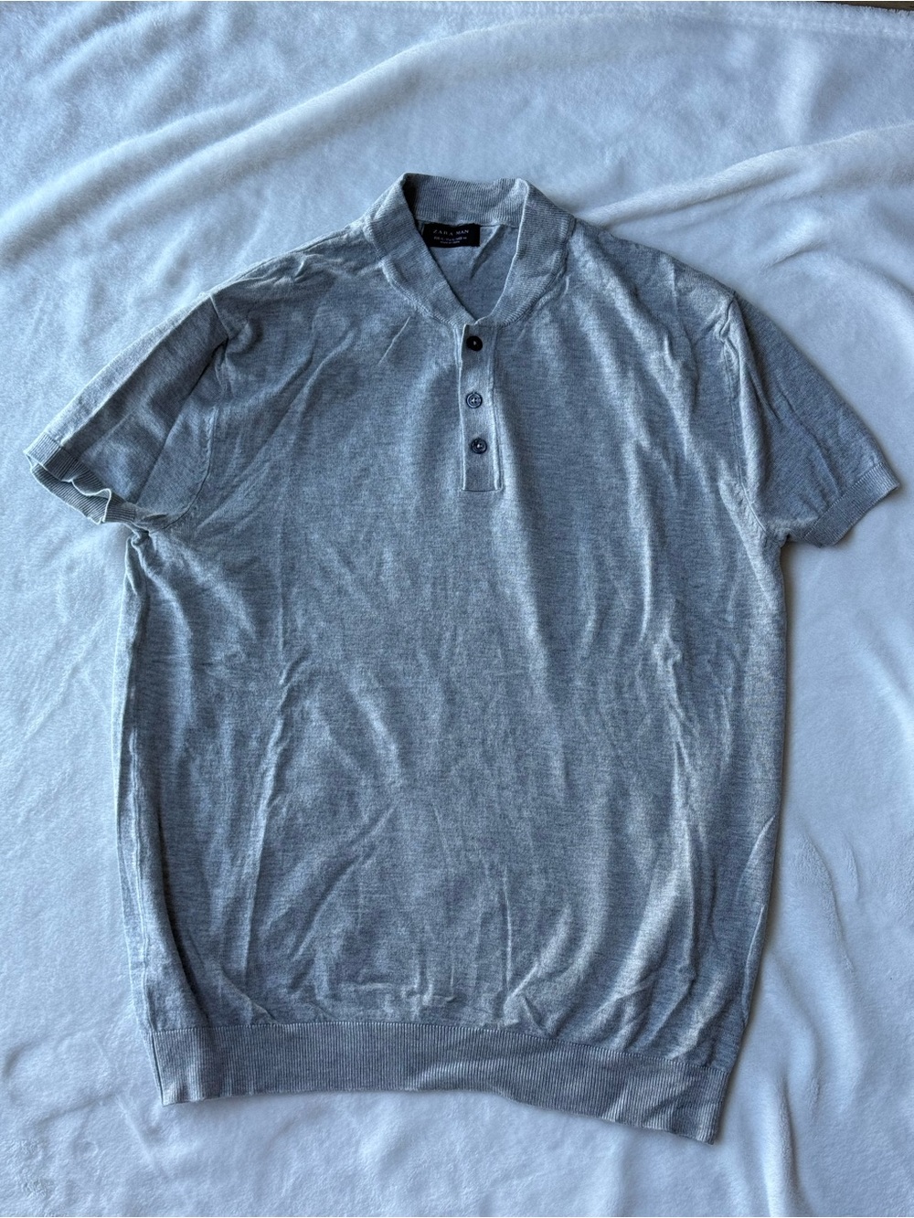 Zara Light Gray Short-Sleeve Knit tee